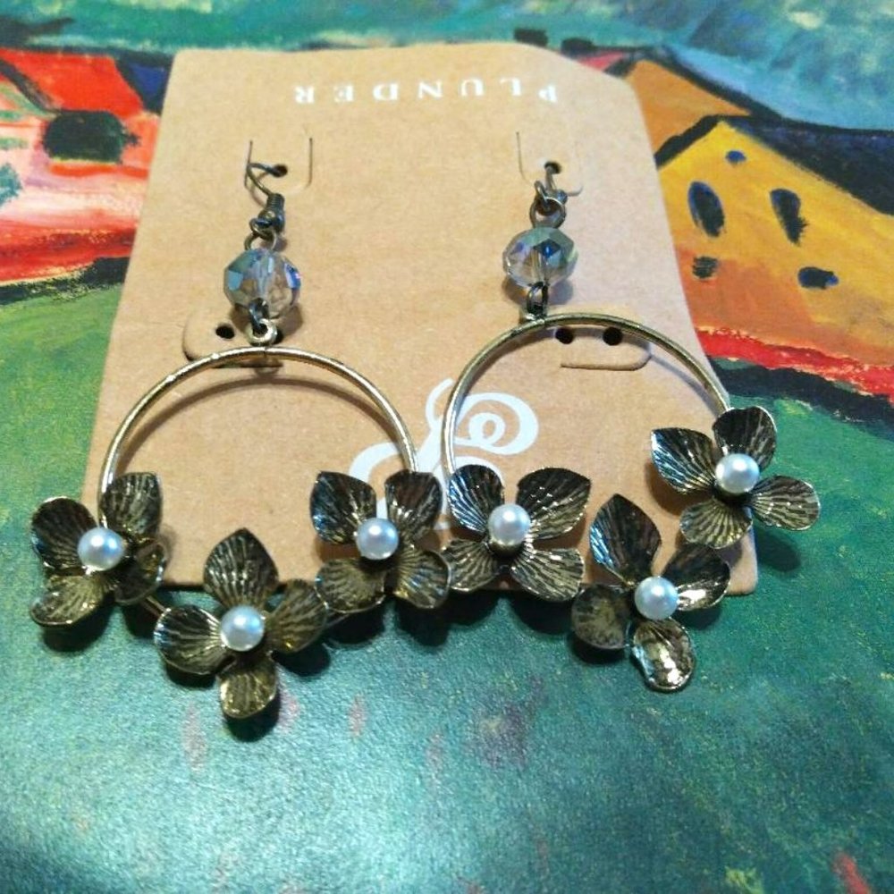 Plunder Design Floral Hoop Earrings